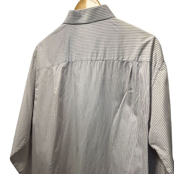 MENS CALVIN KLEIN White Purple Stripe Button Up Dress Shirt L - Picture 5 of 8